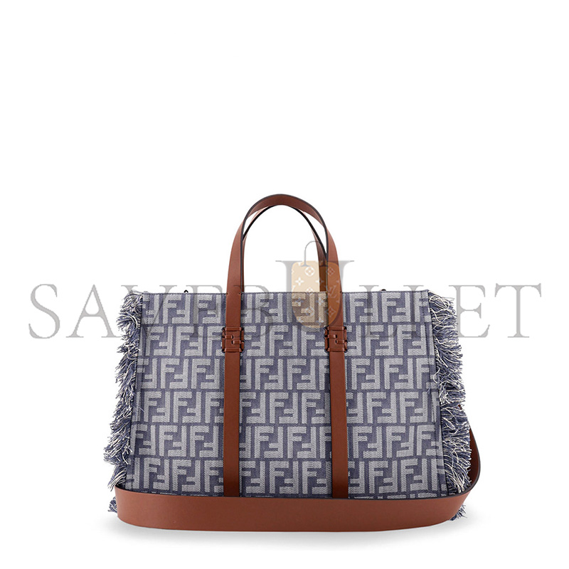 FENDI SUMMER TOTE FF JACQUARD FABRIC SHOULDER BAG WITH FRINGES 8BH435AUT4F1SXQ (37*29*16cm)